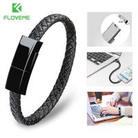 ราคา FLOVEME 20 22 5 เซนติเมตรกลางแจ้งแบบพกพาหนัง MINI USB สร้อยข้อมือเก๋ไก๋ Charger ข้อมูลสายชาร์จซิงค์สายสำหรับ iPhone 6 6 S Android Micro Type C สายโทรศัพท์ (591000919)