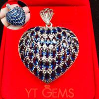 ราคา จี้หัวใจ ไพลิน จี้เงินแท้ รมดำ พลอยไพลิน CZ YTG 9214 (16536312809)