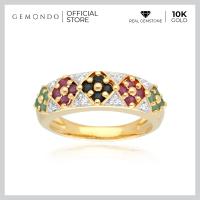 ราคา Gemondo แหวนเงินแท้ 925 ชุบทอง 18K ประดับทับทิม Ruby ไพลิน Blue Sapphire มรกต Emerald และเพชร Diamond (3460648486)