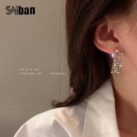 ราคา Saibanต่างหูเงินแท้ 925 ประดับเพชรดาวห้าแฉก ต่างหูสตั๊ดสไตล์เกาหลี925 silver needle with diamond five pointed star tassel earrings Korean style stud earrings (10290728178)