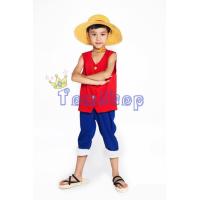 ราคา ชุดคอสเพลย์ทั้งชุดสำหรับเด็กGratis Ongkir อะนิเมะเรื่องวันพีช Monkey D Luffy 2หลายปีต่อมาคอสเพลย์เครื่องแต่งกายฮาโลวีนเสื้อกางเกงหมวกฟาง (19796750844)