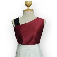 ราคา เสื้อปาดไหล่แขนกุด ไหล่เฉียงได้ทั้งซ้ายและขวา (19509655230)