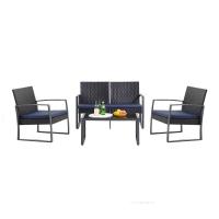 ราคา Outdoor table set 4 seats with seat cushion 1 table 3 chairs size 112x64x75 cm Black (15936107882)