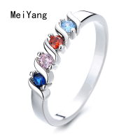 ราคา MeiYang แหวนแถวเดี่ยวทรงเรขาคณิตเพทายหลากสีโรแมนติกแหวนเพชรสังเคราะห์แบบเรียบง่ายสไตล์เกาหลีเครื่องประดับสำหรับงานแต่งงานของขวัญวาเลนไทน์ (9901474962)