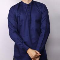 ราคา เสื้อเชิ้ตแขนยาวคอจีนสีน้ำเงินผ้า Twill (8912520573)