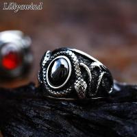 ราคา Liliyawind Creative Punk Double Headed Snake Stainless Steel Silver Black red Stone Men Ring A1E (12273674159)