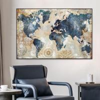 ราคา Vintage World Map ภาพวาดผ้าใบโปสเตอร์และพิมพ์ Modern Wall Art ภาพตกแต่งบ้านสำหรับห้องนั่งเล่น (19652131364)