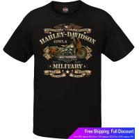 ราคา Harley Davidson เสื้อยืดกีฬา Harley Davidson Military Mens Graphic Short Sleeve Crew Neck T Shirt Overseas Tour War Bike Harley Davidson Short sleeve T shirts (9684222341)