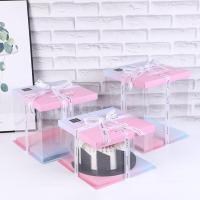 ราคา กล่องเค้ก กล่องใส่เค้ก กล่องใส่ของขวัญ แบบใส ไล่โทนสีชมพูฟ้า สีขาว สีดำ 6นิ้ว 8นิ้ว 10นิ้ว (9510454859)