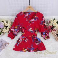 ราคา ส่งเร็วพิเศษ F004 1 NEW FLOWER เสื้อลายดอก คอวี แขนพอง แขนหนอน แขนขนมชั้น มีโบว์ผูกหน้า หลัง ดีไซน์สุดเก๋ ผ้าโฟเวย์ ใส่สบาย ไม่ร้อน (21060608414)