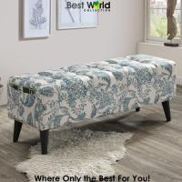 ราคา HANNAH Bench Stool Chair with Big Size Storage Pockets GreyBrownFloralDark BrownPU WhitePurpleGreen (16487114662)
