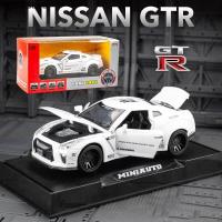 ราคา PKGJ Store RUM 1 32 Scale Nissan GTR Alloy Car Model Light Sound effect diecast car Toys for Boys baby toys birthday gift car toys kids toys car model car toys model collection (17324291247)