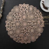 ราคา 1pc 4pcs Table Mat Hibiscus Flower Bronzing PVC Placemat Hollow Insulation Coaster Pads Table Bowl Home Christmas Decor Heat Resistant (20330646850)