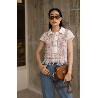 ราคา ส่งเร็ว เสื้อผ้าทวิตเนื้อผ้าวิ้งๆ แต่งชายรุ่ย ต่อคอปกและแขนด้วยผ้าพื้น ดีไซน์น่ารักมากๆเลยค่ะ (14108353654)