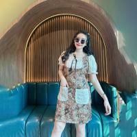 ราคา พร้อมส่ง เดรสผ้าทอลายหมีแขนตุ๊กตาผ้าฉลุแต่งกระดุมมุกพร้อมสายผูกเอว P28P38 A2440 (21284536726)