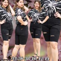 ราคา กางเกงยีนส์ไซส์ใหญ่ เอว 34 44 กางเกงขา 3 ส่วน รุ่นนี้ขายดีมาก เป็นที่นิยม ผ้ายืด เอวสูง (8572685371)