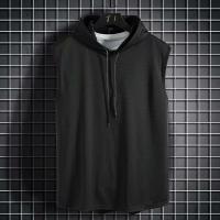 ราคา Men Vest Korean Trend Sport Vest Tactical Vest Hooded Loose Sleeveless T shirt Men (20430838802)