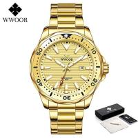 ราคา นาฬิกาใหม่สำหรับผู้ชายยี่ห้อ WWOOR สีทองหรูหราสีดำนาฬิกากันน้ำผู้ชายนาฬิกาข้อมือควอตซ์สำหรับผู้ชาย (20047608318)