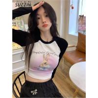 ราคา SUZZIN เสื้อยืดแขนยาวพิมพ์คอกลมกระต่ายน่ารักการ์ตูนสำหรับผู้หญิงเสื้อยืดเอวลอยหวานแหวววว (20088183127)