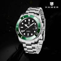 ราคา HAMER ขอบเขียว หน้าดำ 40mm สายเลส 20mm กันน้ำ 100m Automatic (19336168240)
