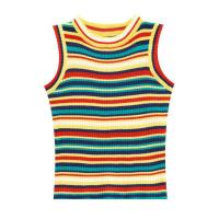 ราคา เสื้อสายเดี่ยวผู้หญิง Guima คอกลมแขนกุดใหม่สีรุ้งลาย (20422633925)