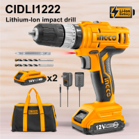 ราคา INGCO สว่านกระแทกไร้สาย 12V 1 5A CIDLI1228 แถมฟรี แบต2 ก้อน (10898497297)