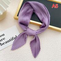 ราคา ผ้าพันคอผ้าซาตินอัดพลีทสำหรับผู้หญิงผ้าพันคอผูกผมทรงสกินนี (13678473351)