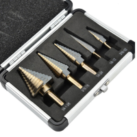 ราคา ดอกเจดีย์ ดอกสว่านทรงเจดีย์ เคลือบไทเทเนี่ยม ดอกเจาะรู ดอกสว่านขั้นบันได เซ็ต5ชิ้น ในกล่องอลูมิเนี่ยม (18576057939)