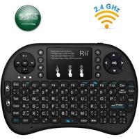 ราคา Rii i8 Mini Wireless Backlight FR HE AR US RU Keyboard With Touchpad Air Mouse Remote Control For Windows Android TV Box (20317296724)