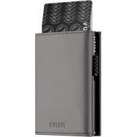 ราคา VULKIT Card Holder Wallet with Coin Pocket Magnetic Closure Pop Up Cards With ID Window Leather Wallet for Cash Credit Cards Grain Grey (19918720950)