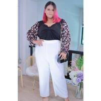 ราคา กางเกงขายาวทำงาน ผ้ายืดใส่สบาย ไม่ต้องรีด สำหรับคนอ้วน 100 โลขึ้นไป กางเกงขายาวสาวอวบ กางเกงขายาวใส่สบายสำหรับคนอ้วน ก406 ก407 (18659498313)