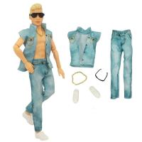 ราคา ชุดเสื้อผ้าแฟชั่นภาพยนตร์สำหรับชุดตุ๊กตาเด็กผู้ชายเคนกางเกงขายาวสีฟ้าสีขาวรองเท้าสร้อยคอแว่นตากันแดดสำหรับเครื่องประดับตุ๊กตาเคน (20708237341)