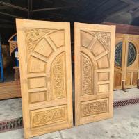 ราคา บานประตูไม้สักแก่40 บานคู่ โค้งคู่แกะองุ่น (20236390713)