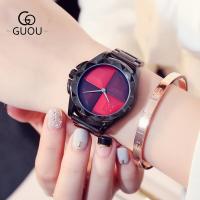 ราคา GUOU นาฬิกาควอทซ์สีดำรูปกุหลาบแบบเรียบง่ายนาฬิกาแฟชั่นอเนกประสงค์สายรัดเหล็กกันน้ำได้สำหรับเด็กผู้หญิงเล่น8815 (17130723214)