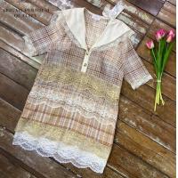 ราคา เดรสลายสก๊อตสีน้ำตาลทรงปล่อย (19591223991)