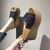 ราคา ZAZA รองเท้าแตะส้นสูงสำหรับผู้หญิงรองเท้าแตะส้นตึกแฟชั่นสไตล์เกาหลีสำหรับผู้หญิง รองเท้าส้นตึก (13437613835)