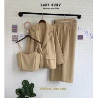 ราคา สูทสาวอวบ กางเกงสาวอวบ สูทคลุมแขนยาว กางเกงขายาว สายเดี่ยว (18458731591)