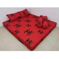 ราคา ผ้าปูที่นอน 1 6 ชิ้น เนื้อผ้าคอตตอนเเท้ สีสดใหม่เลือกขนาดได้ Chanel แดงา (15759431365)