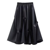 ราคา 2022 New Spring Summer Women Chiffon Bud Skirts Vintage High Waist Elastic Patchwork White Black Chic Long Pleated A line Skirt (13597598396)