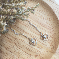 ราคา S925 ต่างหูเงินแท้ ตุ้มหูโซ่เงินแท้ Sterling silver earrings หัวใจ (4351818316)