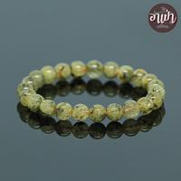 ราคา อาเป่า หินไหมทอง ติดแร่เฮมาไทต์ Gold Rutilated Quartz ขนาด 8 มิล คัดหิน หินมงคล เรียกเงิน เรียกทอง กำไลหินสี กำไลหินนำโชค หินสีทอง Hematite (7624609361)