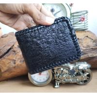 ราคา Classic Ostrick Leather หนังแท้ ของแท้ กระเป๋าหนังตัวนกกระจอกเทศแท้ 2 พับสั้น ถักขอบ (15350432153)