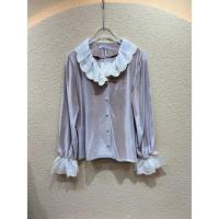 ราคา Masaya 8043 เสื้อแขนยาวแต่งปกลูกไม้ แขนระบาย งานน่ารักสไตล์เกาหลี (21014267454)