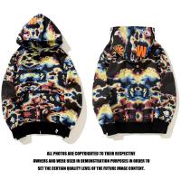 ราคา BAPE เสื้อโค้ทมีหมวกคลุมศีรษะรังผึ้งลายพราง Fopper Upstart เสื้อมีฮู้ดหัวฉลามสีดำ สี M 3XL (20714288542)