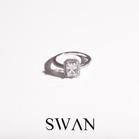 ราคา SWAN Emerald Halo Ring แหวนเงินแท้ แหวนฝังรอบ ฝังเพชรคิวบิกเซอร์โคเนีย cubic zirconia (12713898439)