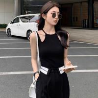 ราคา เสื้อครอปเเขนกุดเเฟชั่น เสื้อกล้ามครอปวินเทจ เเฟชั่นสไตล์เรียบง่าย เสื้อกล้ามครอปร่องเล็ก (19639294682)