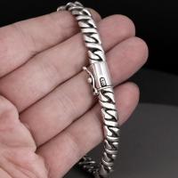 ราคา กำไลข้อมือเงินแท้925 ลิงค์แบบเคิร์บ ผู้ชาย ไบค์เกอร์ (21138874928)