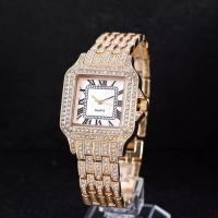 ราคา The newest 2 piece set free bracelet for men and women square diamond encrusted babys breath watch bracelet fashionable hip hop street women (20620528176)