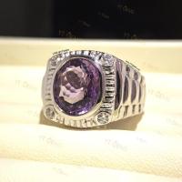 ราคา แหวนอเมทิสต์ ข้างเพชร แหวนเงินแท้ ชุบทองคำขาว พลอยอเมทิสต์แท้ YTG 11390 (16218449513)