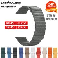 ราคา Magnetic leather strap suitable for Apple Watch Ultra 49mm 45mm 41mm strap suitable for Apple Watch series 8 7 6 44mm leather strap (9380355115)